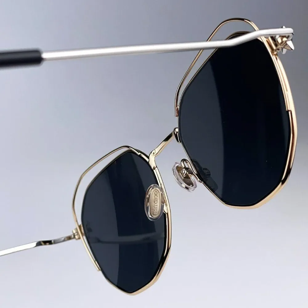 SALE! NEW Jimmy Choo FRANNY/S J5G Gold Dark Gray Round Steel Women Sunglasses